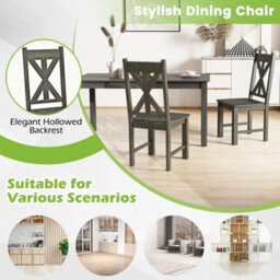 Wooden Dining Chairs Kitchen Chair Set Of 2 W/ Rubber Wood Frame - thumbnail 3