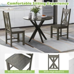 Wooden Dining Chairs Kitchen Chair Set Of 2 W/ Rubber Wood Frame - thumbnail 5
