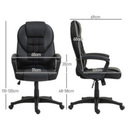 Homcom Executive Office Chair High Back Computer Chair With Armrests Black - thumbnail 3