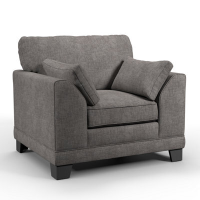 Furnishings For Less UK Hilliard Fullback Fabric Single Seater Armchair Grey - image 1