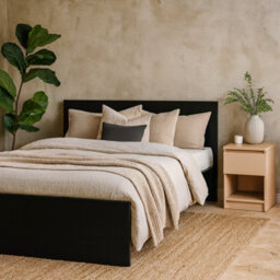 Wyld Haus Budapest 4Ft6 Double Matt Black Wooden Bed Frame - thumbnail 1