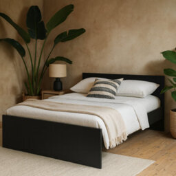 Wyld Haus Budapest 4Ft6 Double Matt Black Wooden Bed Frame - thumbnail 2