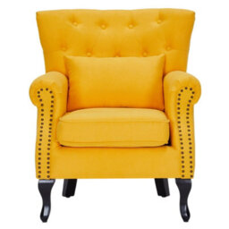 Living And Home Modern Yellow Linen Upholstered Tufted Accent Chair Armchair - thumbnail 4