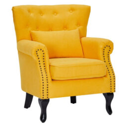 Living And Home Modern Yellow Linen Upholstered Tufted Accent Chair Armchair - thumbnail 3