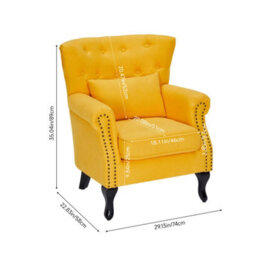 Living And Home Modern Yellow Linen Upholstered Tufted Accent Chair Armchair - thumbnail 6