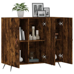 Berkfield Sideboard Smoked Oak 90X34X80 Cm Engineered Wood - thumbnail 4