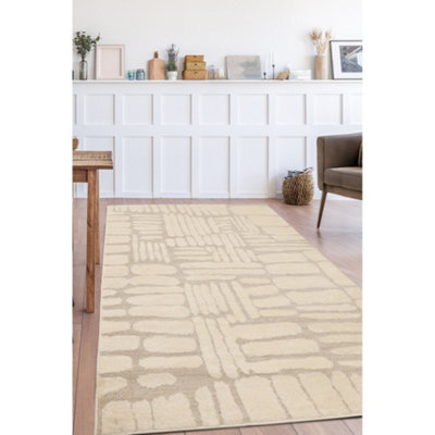 Melrose Ava Abstract Pave Design Cream Beige Large Indoor Area Rug 160/230Cm - image 1