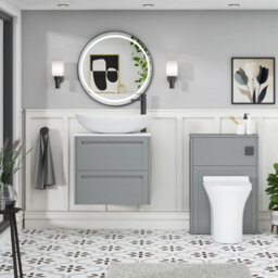 Royal Bathrooms Royal Bathroom Elmore 600mm Matt Pebble Grey Wall Mounted Bathroom Vanity Unit 2 Drawer Plain White Worktop With Cesar Basin - thumbnail 5