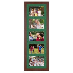 AK Frames 26X8 Rose Wood Modern Multi Photo Frame With Emerald Mount - Holds 5 Apertures (5X) 6X4 Photos - thumbnail 1