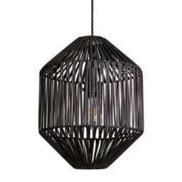 Industville Boho Rattan Ceiling Pendant Light - 12 Inch - Diamond, Black