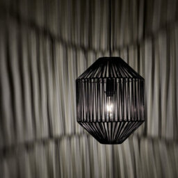 Industville Boho Rattan Ceiling Pendant Light - 12 Inch - Diamond, Black - thumbnail 2