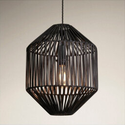 Industville Boho Rattan Ceiling Pendant Light - 12 Inch - Diamond, Black - thumbnail 4