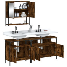 Berkfield 3 Piece Bathroom Furniture Set Smoked Oak Engineered Wood - thumbnail 4