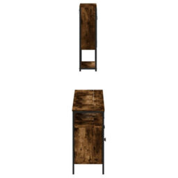 Berkfield 3 Piece Bathroom Furniture Set Smoked Oak Engineered Wood - thumbnail 7