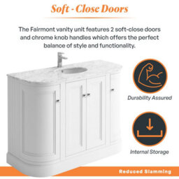 Plum&clay Fairmont Traditional Curved White Floor Standing Vanity Unit With Ceramic Basin & Marble Top (W)1200mm - thumbnail 4