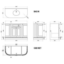 Plum&clay Fairmont Traditional Curved White Floor Standing Vanity Unit With Ceramic Basin & Marble Top (W)1200mm - thumbnail 7
