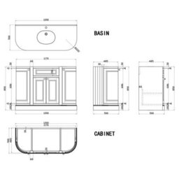 Plum&clay Fairmont Traditional Curved White Floor Standing Vanity Unit With Ceramic Basin & Marble Top (W)1200mm - thumbnail 3