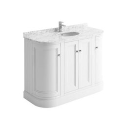 Plum&clay Fairmont Traditional Curved White Floor Standing Vanity Unit With Ceramic Basin & Marble Top (W)1200mm