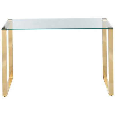 Wyld And Coco Modern Console Table - Clear Tempered Glass Top With Gold Stainless Steel Frame, 120 X 40 X 75 Cm - image 1