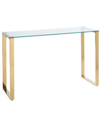 Wyld And Coco Modern Console Table - Clear Tempered Glass Top With Gold Stainless Steel Frame, 120 X 40 X 75 Cm - thumbnail 3
