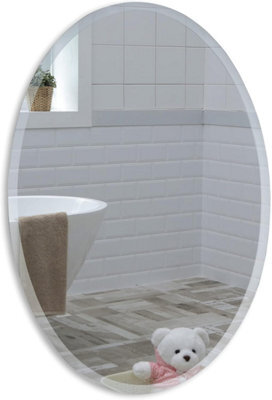 Mood Premium Oval Bathroom Mirror Wall Mounted, Frameless, Bevelled Edges (70Cm X 50Cm) - image 1