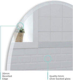 Mood Premium Oval Bathroom Mirror Wall Mounted, Frameless, Bevelled Edges (70Cm X 50Cm) - thumbnail 4