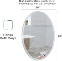 Mood Premium Oval Bathroom Mirror Wall Mounted, Frameless, Bevelled Edges (70Cm X 50Cm) - thumbnail 3