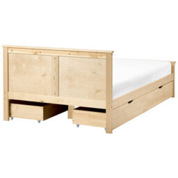 Beliani Bed With 4 Drawers Pine Wood Dauphin 120 X 200 Cm (Eu Small Double) Light Brown - thumbnail 6