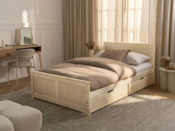 Beliani Bed With 4 Drawers Pine Wood Dauphin 120 X 200 Cm (Eu Small Double) Light Brown - thumbnail 2