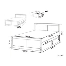 Beliani Bed With 4 Drawers Pine Wood Dauphin 120 X 200 Cm (Eu Small Double) Light Brown - thumbnail 3