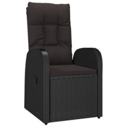 Berkfield 11 Piece Garden Dining Set With Cushions Black Poly Rattan - thumbnail 3
