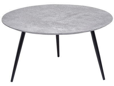 Beliani Concrete-Effect Round Coffee Table 79Cm Diameter Grey Top Black Base - image 1