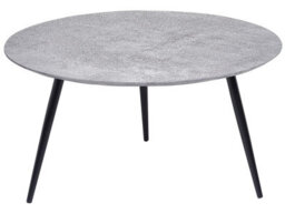 Beliani Concrete-Effect Round Coffee Table 79Cm Diameter Grey Top Black Base - thumbnail 1