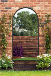 "Mirroroutlet Arcus - Black Framed Arched Garden Wall Mirror 71"" X 35"" (180Cm X 90Cm)" - thumbnail 2