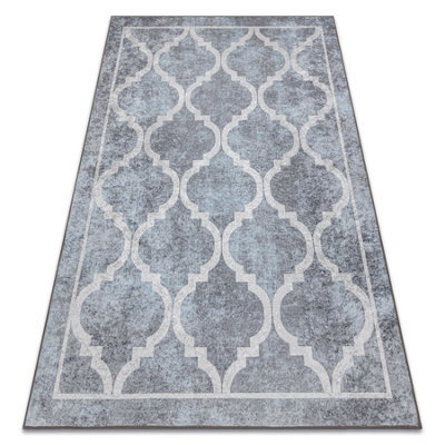 RugsX Miro 51639.805 Washing Carpet Trellis Anti-Slip - Grey  200X290 Cm - image 1