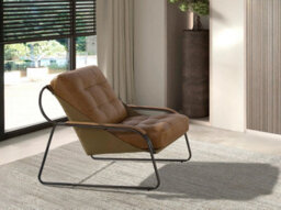 Angel Cerda Elegant Brown Leather Armchair With Modern Design - thumbnail 2