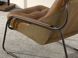 Angel Cerda Elegant Brown Leather Armchair With Modern Design - thumbnail 4