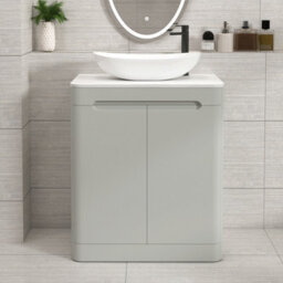 Royal Bathrooms Venice 700mm Dove Grey Freestanding Bathroom Countertop Vanity Unit 2 Door With Cesar Basin - thumbnail 1