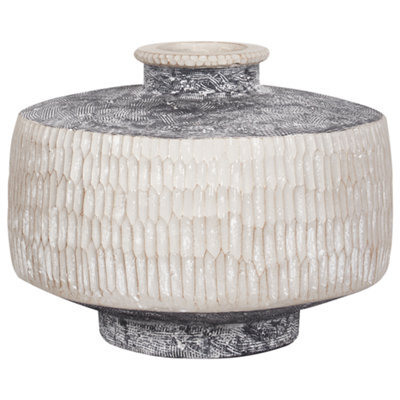 Beliani Flower Vase Deksati Ceramic 32 Cm Beige - image 1