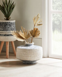 Beliani Flower Vase Deksati Ceramic 32 Cm Beige - thumbnail 2