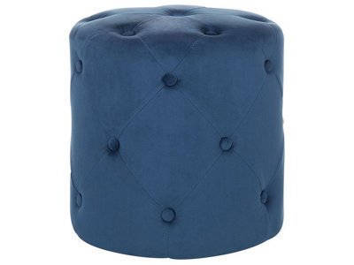 Beliani Chesterfield Velvet Round Tufted Navy Quilted Ottoman Pouffe - W40 X D40 X H40Cm - image 1