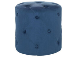 Beliani Chesterfield Velvet Round Tufted Navy Quilted Ottoman Pouffe - W40 X D40 X H40Cm - thumbnail 1