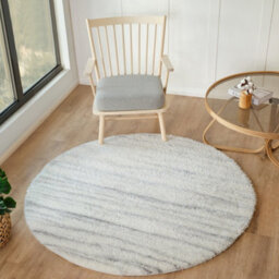 Livabliss Round Cloudy Shaggy-Modern Ivory Grey Soft Plush Pile Living Bedroom Rug 160 X 160 Cm Easy Care, Non Shedding - thumbnail 2