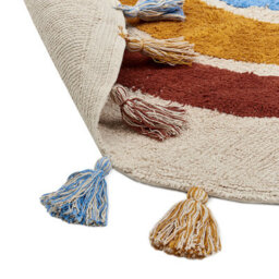 Beliani Laurel Loom Rainbow Round Cotton Rug 120 Cm With Tassels, Low Pile Multicolour Boho Design - thumbnail 4