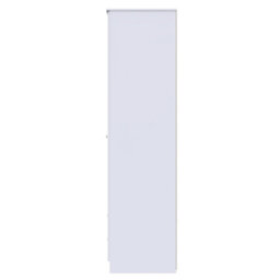 Portland Tall Triple 2 Drawer Mirrored Wardrobe In White & White Matt (Ready Assembled) - thumbnail 2