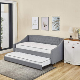 Kosy Koala Daybed With Trundle Grey 3Ft Single Fabric Tufted Wooden Bedroom - thumbnail 7