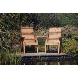 Churnet Valley Garden Furniture Ltd Valley Love Seat Angled - Timber - L100 X W163 X H95 Cm - Flat Pack - Partially Assembled - Set Of Waterproof Cushions Included - thumbnail 3