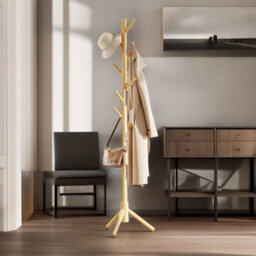 Pirlo Plush Wooden Coat Stand Stand With 8 Hooks Natural Brown - thumbnail 2