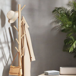 Pirlo Plush Wooden Coat Stand Stand With 8 Hooks Natural Brown - thumbnail 3