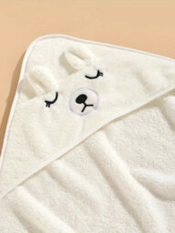 Dyzi White Baby Hooded Towel Ultra Soft & Absorbent Animal Cartoon Bath Towel For Kids - thumbnail 2